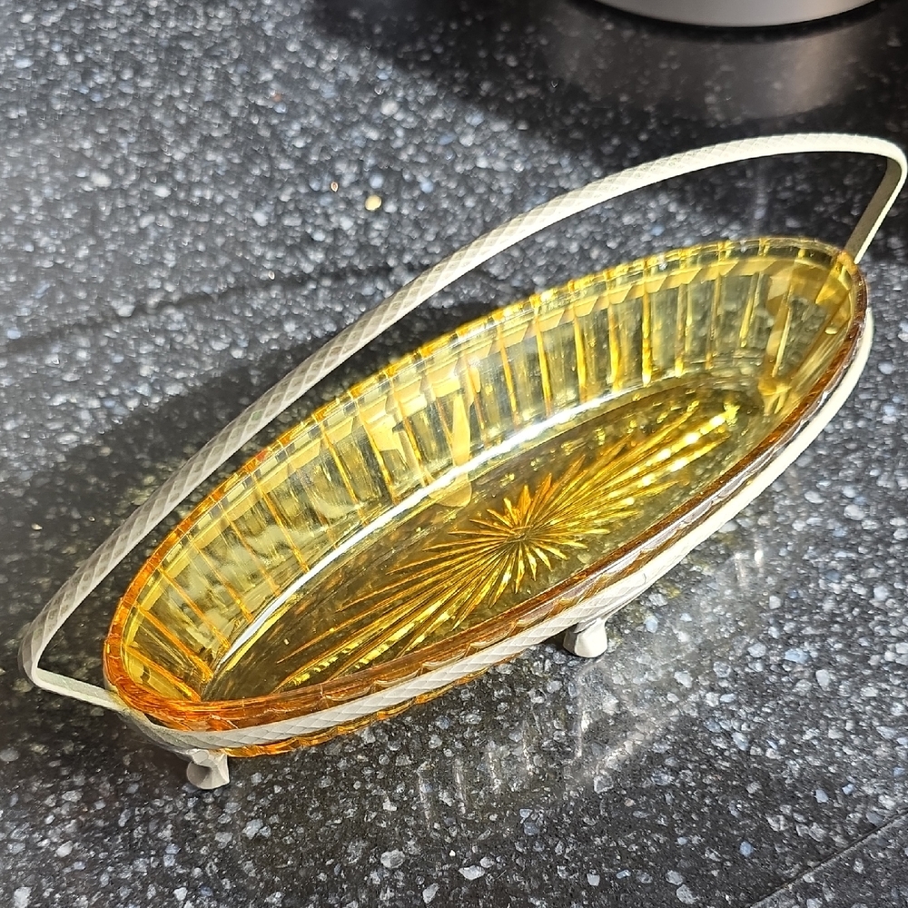 Elegant Yellow Glass Serving Dish